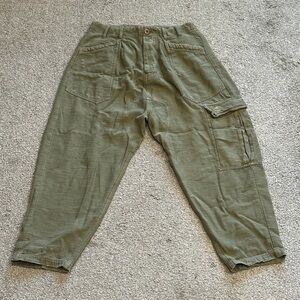 Free People Olive Cropped Cargo Pants